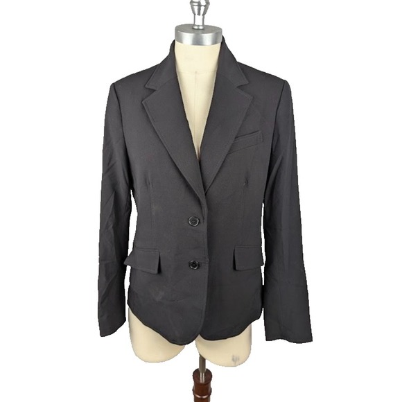 Anne Klein Black Bi-Stretch Two Button Blazer Size 8 Notch Collar Suit Separates - Picture 1 of 5